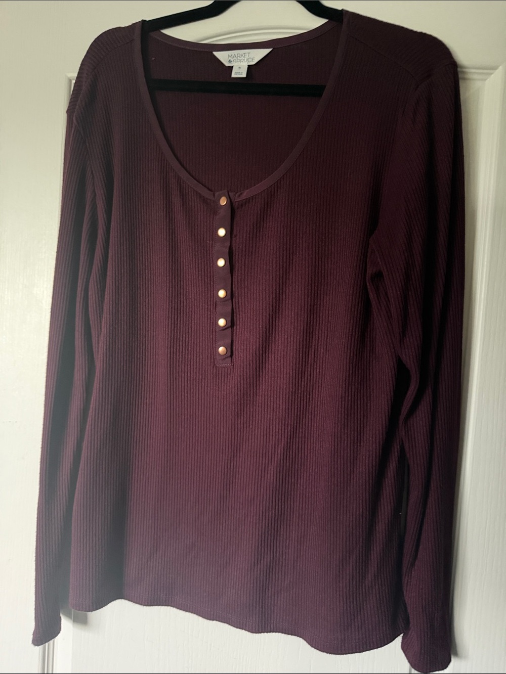 Market & Spruce | Long Sleeve Ribbed Henley Top